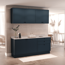Ver imagem 1 de Cozinha Compacta Modulada 6 Portas 3 Gavetas 100% MDF 2 Tampos Sevilha Azul/Órion