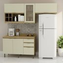 Ver imagem 1 de Cozinha Modulada 4 Peças 2 Aéreos 1 Balcão 120cm com Tampo. Bege/Nature