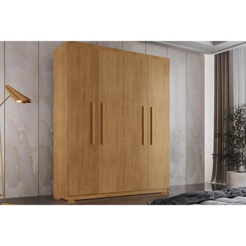 Guarda Roupa Casal 4 Portas e 2 Gavetas C/ Pés Espanha Naturale - Rufato