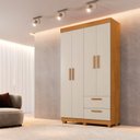 Ver imagem 1 de Guarda-Roupa 4 Portas 2 Gavetas 100% MDF Flórida Yescasa Branco/Cinamomo/Off White