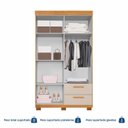 Ver mais imagens de Guarda-Roupa 4 Portas 2 Gavetas 100% MDF Flórida Yescasa Branco/Cinamomo/Off White