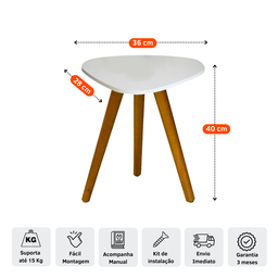 Mesa de Canto Cabeceira Organica Pés Palitos Pequena Decorativa Apoio de Sofá Cama Sala Quarto Mdf - 3