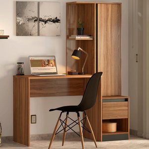 Escrivaninha com Armario 1 Porta 1 Gaveta 1 Nicho Office Bélgica - Amendola/grafito