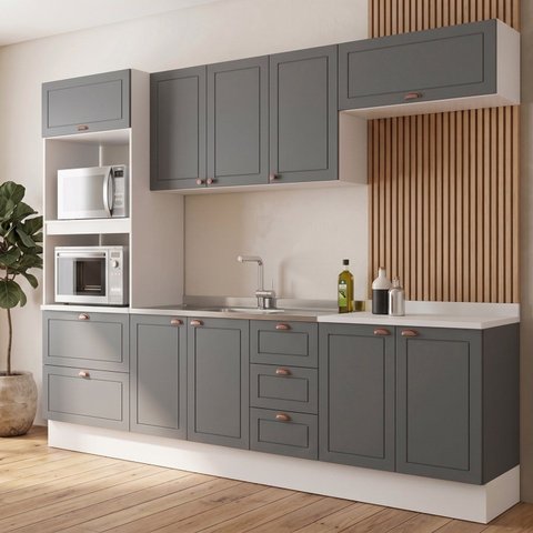 Cozinha Completa 5 Peças 9 Portas 5 Gavetas 270cm com Pés