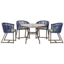 Ver imagem 1 de Mesa com 4 Cadeiras de Jantar Roma 100cm e Noronha em Aluminío Marrom Corda Nautica Estofado 5 Trama