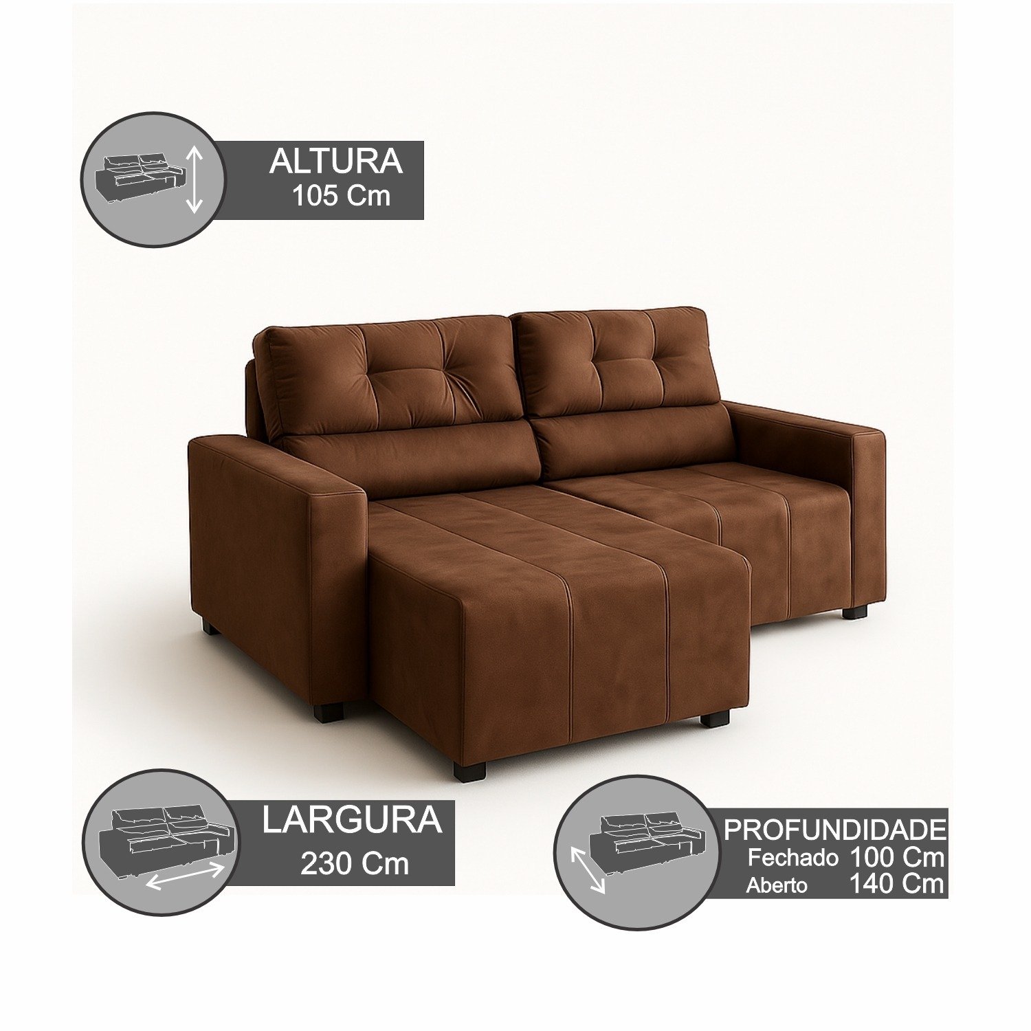 Ver imagem 3 de Sofá Alaska Retrátil e Reclinável 2 Lugares 230cm