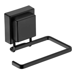 Suporte Porta Papel Higiênico Fixação Ventosa Quadrado Preto Fosco Future - 3