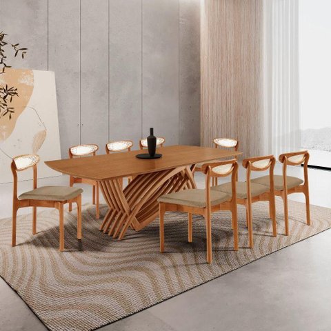 Conjunto de Jantar Vênus 8 Lugares Imbuia 240cm Mobillare