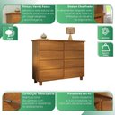 Ver imagem 6 de Cômoda Classic 8 Gavetas Madeira Maciça Marrom/Mogno Mel