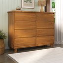 Ver imagem 1 de Cômoda Classic 8 Gavetas Madeira Maciça Marrom/Mogno Mel
