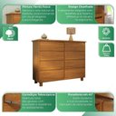 Ver imagem 6 de Cômoda Classic 8 Gavetas Madeira Maciça Marrom/Mogno Mel