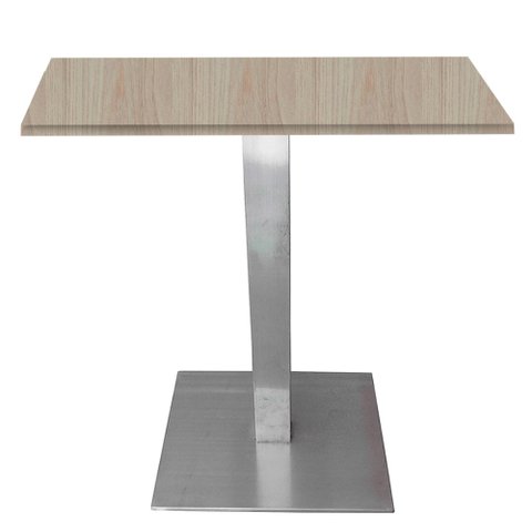 Mesa Quadrada Alpha Inox Prata 73,50 Cm (altura) Tampo Mdp Quadrado 80 Cm Nogueira Casablanca (larg)