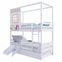 Ver imagem 5 de Treliche Casinha Reta com Grade Removível e Escorregador Madeira Maciça Branco/ Rosa Housin
