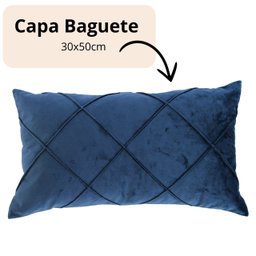 Capa Almofada Veludo Retangular Baguete 30x50 Cm - Azul Marinho - 2