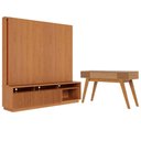 Ver imagem 1 de Conjunto de Aparador e Estante para Sala 2 Portas 1 Prateleira MDP MDF Marrom Colibri Móveis