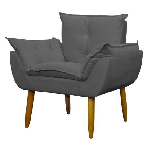 Poltrona Decorativa para Consultório Opala Suede Herrero Cor:cinza