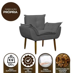 Poltrona Decorativa para Consultório Opala Suede Herrero Cor:cinza - 6