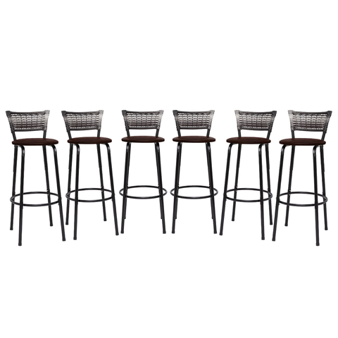 Kit 6 Banquetas Alta para Cozinha Junco Degradê Bancada Bistrô Balcão Ilhas Área Gourmet Piscina