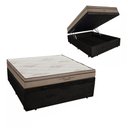 Ver imagem 1 de Cama Box Baú Casal Suede + Colchão Molas Ensacadas Pró Vida 73X138X188:Preto