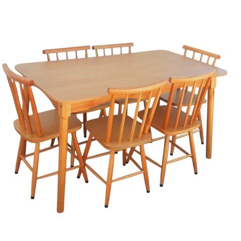 Jogo de Jantar Colonial Brisa Mesa 137x80 Cm + 06 Cadeiras Mel Rustico