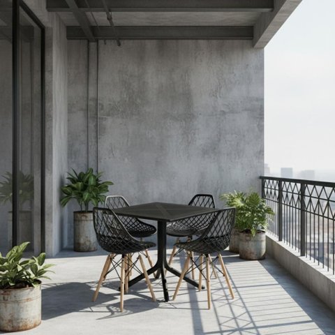 Conjunto Mesa Orion Quadrada + 4 Cadeiras Kaila Dsw Lamobilia