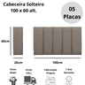Cabeceira Solteiro Linho Cinza Placa Modulada Estofada Ripada Adesiva - 5