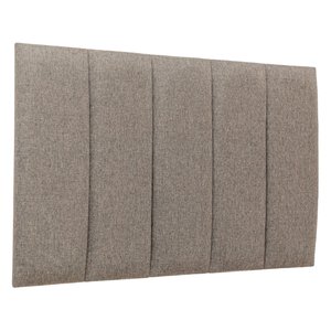 Cabeceira Solteiro Linho Cinza Placa Modulada Estofada Ripada Adesiva