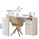 Ver imagem 3 de Escrivaninha em L com Gaveta e Prateleira 112,5cm Glamour Branco