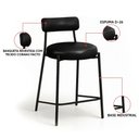 Ver imagem 3 de Banqueta Cozinha Média com Encosto Kit 3 Industrial Preto Londres PU Facto D03 - D'Rossi