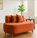 Ver imagem 2 de Sofa 02 Lugares Tecido Boucle 02 Almofadas para Sala Estar Visammer