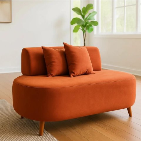 Sofa 02 Lugares Tecido Boucle 02 Almofadas para Sala Estar Visammer