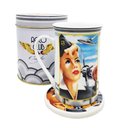 Ver imagem 1 de Caneca Cerâmica C/ Descanso Lata Presente Aero Club