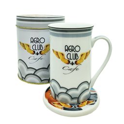 Caneca Cerâmica C/ Descanso Lata Presente Aero Club - 2