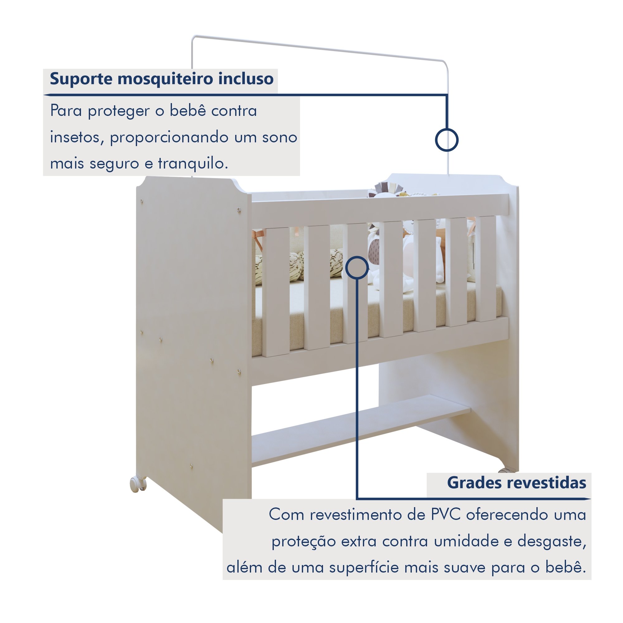 Mini berço 100% MDF com Colchão Yescasa - 4