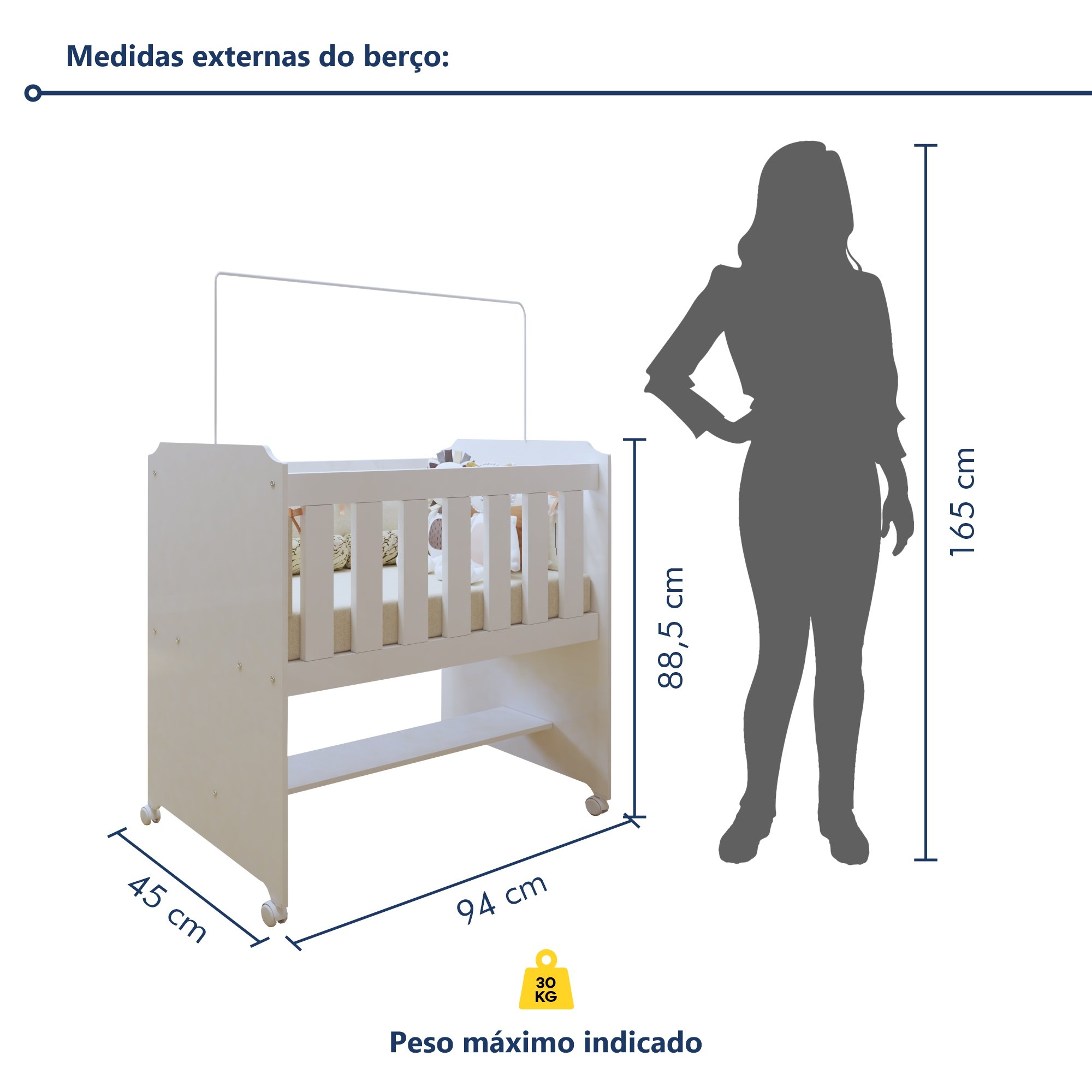 Mini berço 100% MDF com Colchão Yescasa - 6