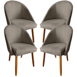 Conjunto 06 Cadeiras Meia Lua Estofadas para Sala Jantar Visammer - Cappuccinno - 2
