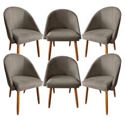 Conjunto 06 Cadeiras Meia Lua Estofadas para Sala Jantar Visammer - Cappuccinno - 1