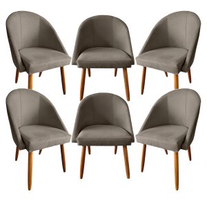 Conjunto 06 Cadeiras Meia Lua Estofadas para Sala Jantar Visammer - Cappuccinno