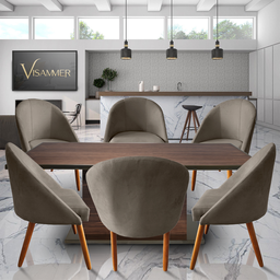 Conjunto 06 Cadeiras Meia Lua Estofadas para Sala Jantar Visammer - Cappuccinno - 3