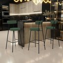 Ver imagem 2 de Kit 03 Banquetas Alta Bar Cozinha Sala De Jantar Estrutura Em Aço Milão F01 Suede Verde Musgo -