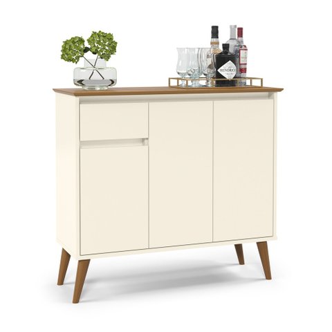 Aparador Buffet Veneza Off White Madeira Cozinha Sala EJ Móveis