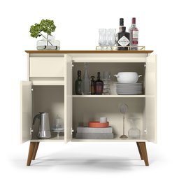 Aparador Buffet Veneza Off White Madeira Cozinha Sala EJ Móveis - 3
