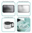 Ver imagem 4 de Elite Gourmet Americana 3-em-1 Toaster, Café e Grelha 2 Fatias Azul