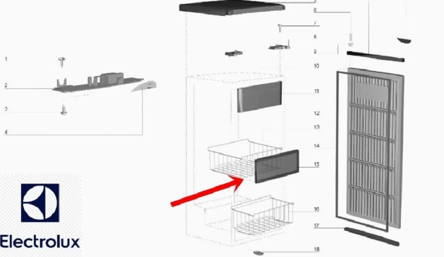 Tampa Frontal Freezer Electrolux Fe18 77187372 - A99230001 - 7