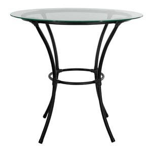 Mesa para Área Externa Redonda Happy Hour de Aço e Fibra Sintética e Vidro 80 Cm Acesse Móveis