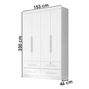 Ver imagem 3 de Guarda Roupa Solteiro Maximus Plus 4 Portas Branco – Zanzini