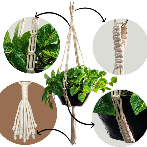 Suporte de Plantas em Macramê - Modelo: Corrente-G