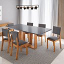 Ver imagem 1 de Conjunto de Mesa de Jantar 6 Lugares com Tampo de Vidro Jady Cinza