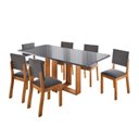 Ver imagem 2 de Conjunto de Mesa de Jantar 6 Lugares com Tampo de Vidro Jady Cinza