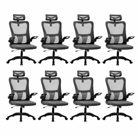 Kit com 8 Cadeiras de Escritório com Encosto Presidente Office Baltimore Preto Rivatti